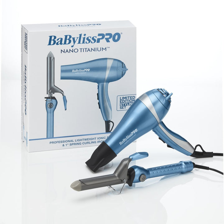 BabylissPro Nano Titanium Dryer &amp; 1" Curling Iron Combo 