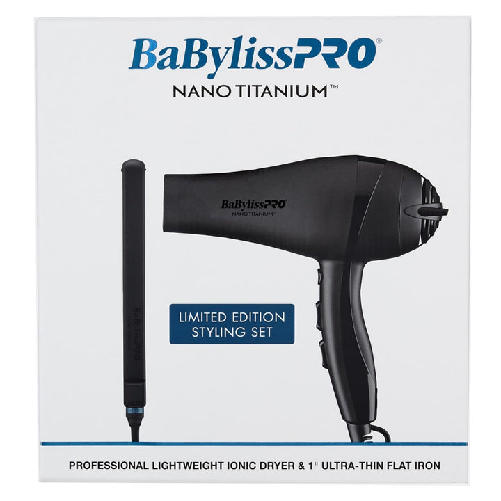 BabylissPro Nano Titanium Matte Black Dryer &amp; Straightener Combo 
