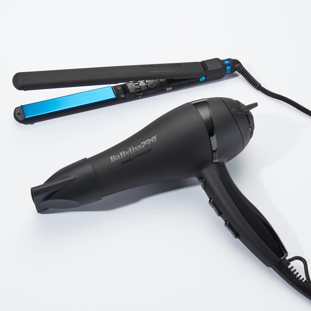 BabylissPro Nano Titanium Matte Black Dryer &amp; Straightener Combo 