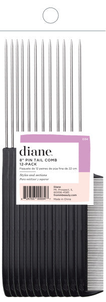 Diane Steel Pin Tail Combs 12pk 