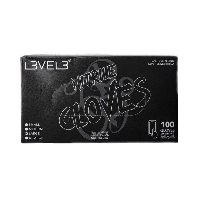 L3VEL3 Black Nitrile Gloves 100ct