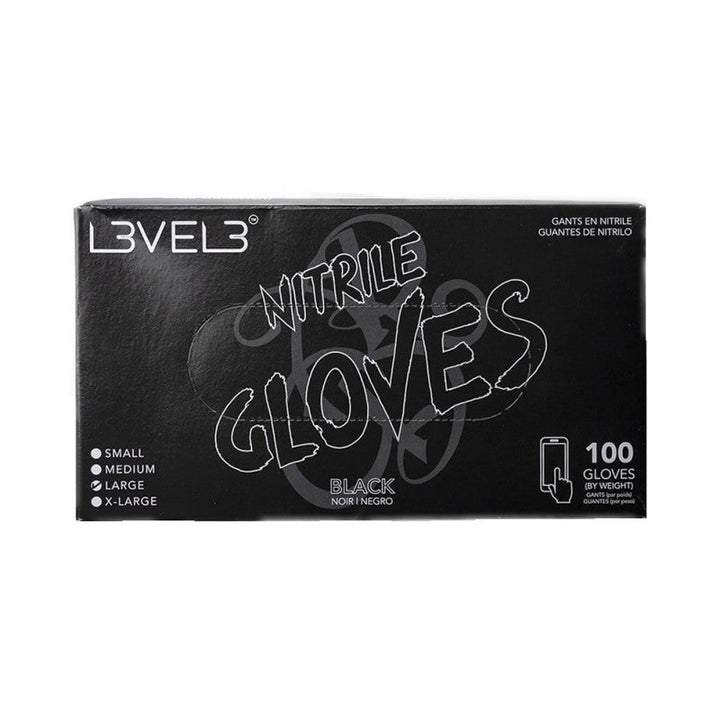 L3VEL3 Black Nitrile Gloves 100ct