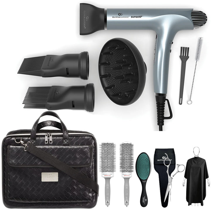Olivia Garden Perfect Volume Stylist Tool Bag (Silver-Blue)