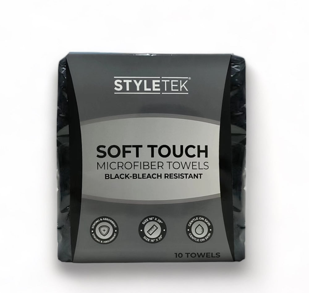 Styletek Black Bleach Resistant Microfiber Towels 10pk