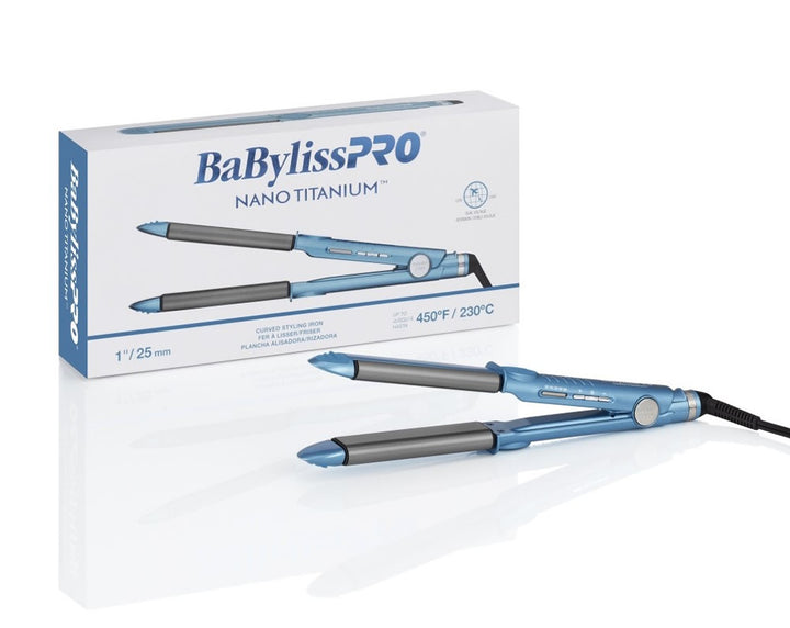 BabylissPro Nano Titanium Curved Styling Iron 1" 
