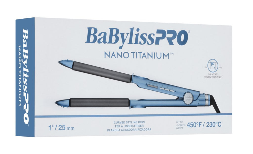 BabylissPro Nano Titanium Curved Styling Iron 1" 