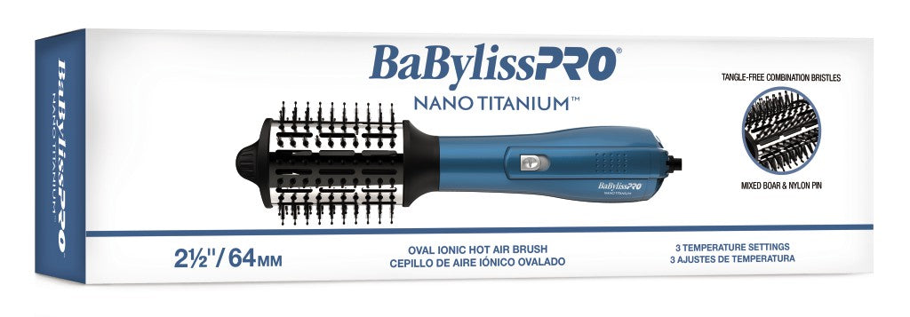 BabylissPro Nano Titanium Oval Ionic Hot Air Brush 2.5" 
