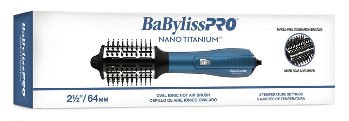 BabylissPro Nano Titanium Oval Ionic Hot Air Brush 2.5" 